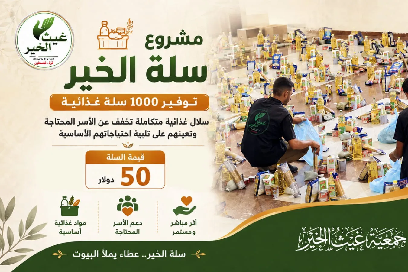 مشروع سلة الخير للأسر المحتاجة في قطاع غزة